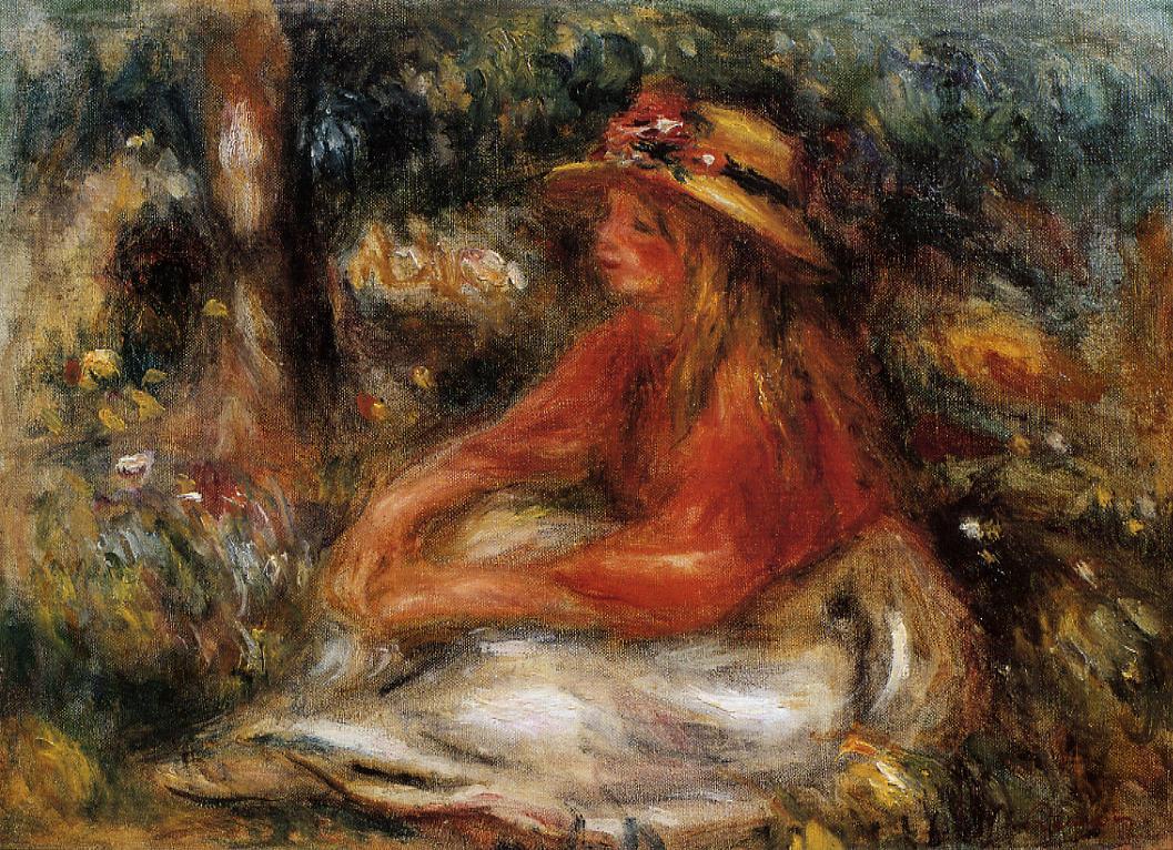 Young woman seated on the grass 1905